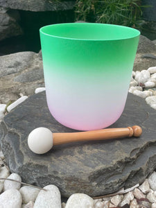 Bol Chantant en Cristal de Quartz (Couleur Rose et Vert)