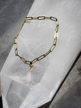 Charger l&#39;image dans la galerie, Chaîne de cheville Quartz rose en acier inoxydable
