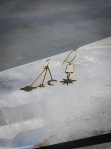Boucles d'oreille dépareillées Labradorite blanche en acier inoxydable