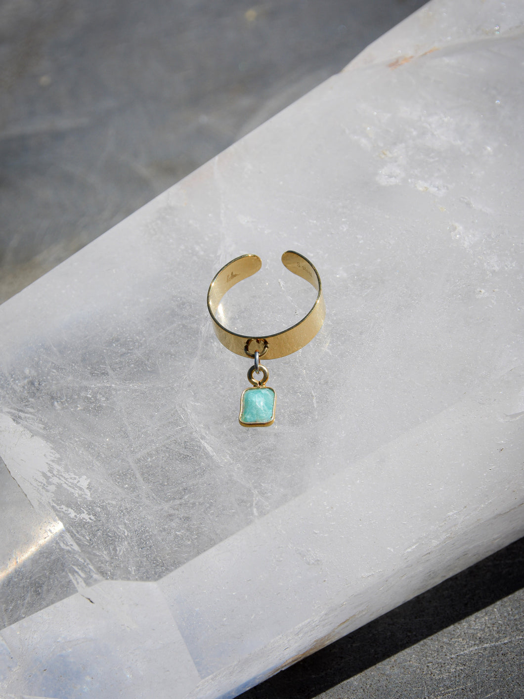 Bague Amazonite acier inoxydable