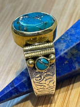 Charger l&#39;image dans la galerie, Bague Argent/Laiton en Turquoise
