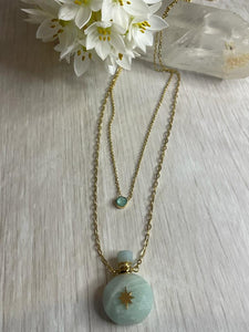 Collier Fiole Amazonite en acier inoxydable