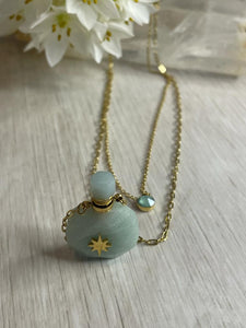 Collier Fiole Amazonite en acier inoxydable