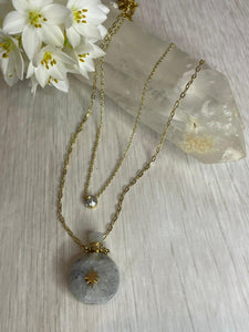 Collier Fiole Labradorite en acier inoxydable