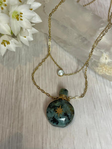 Collier Fiole Turquoise en acier inoxydable