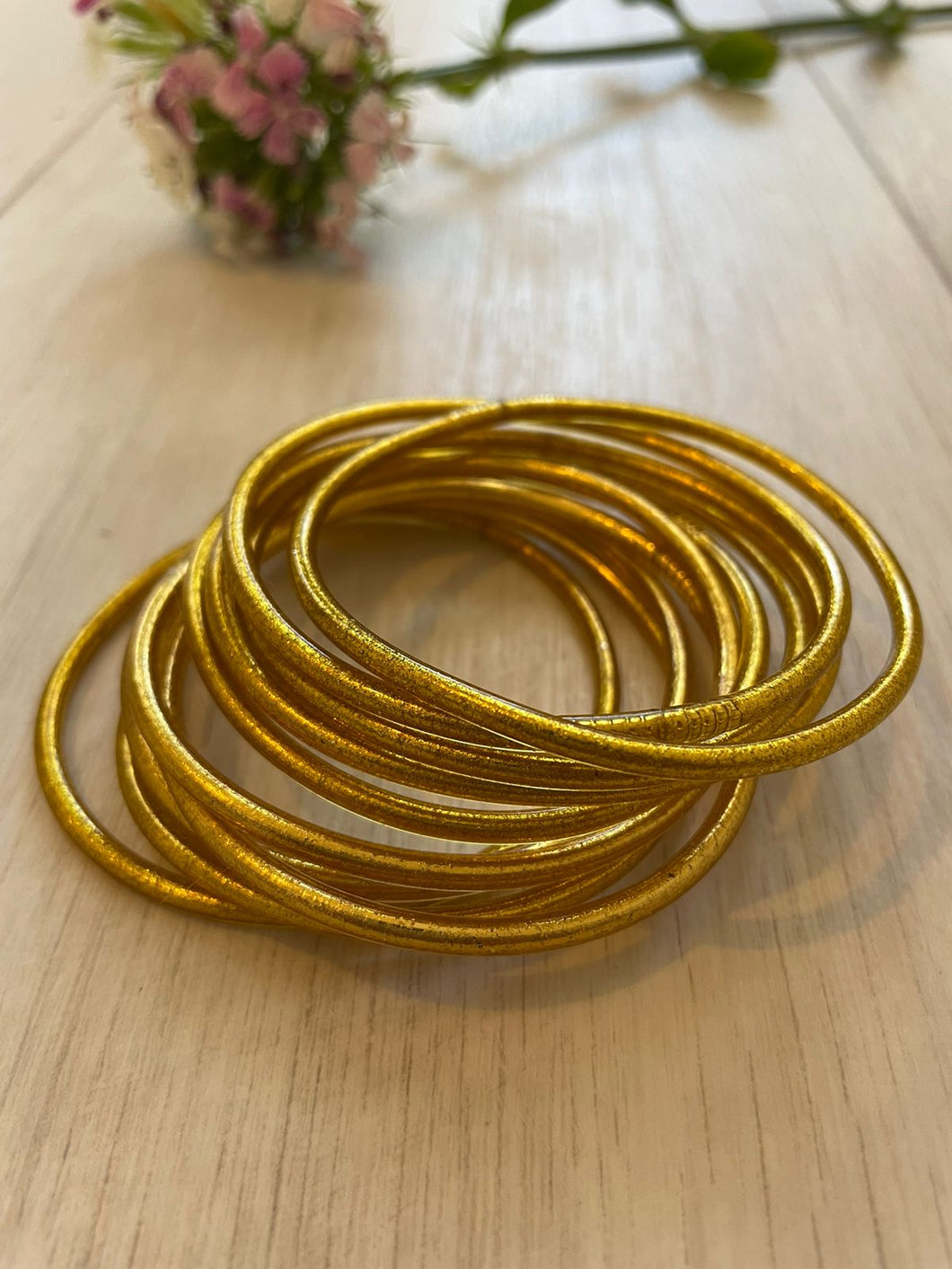 Jonc Tibétain fin couleur Doré sans Mantra