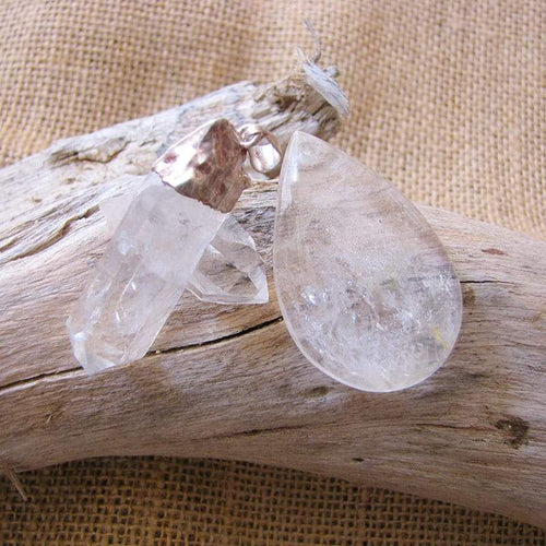 Pendentif Cristal de Roche Brut / Goutte Percée
