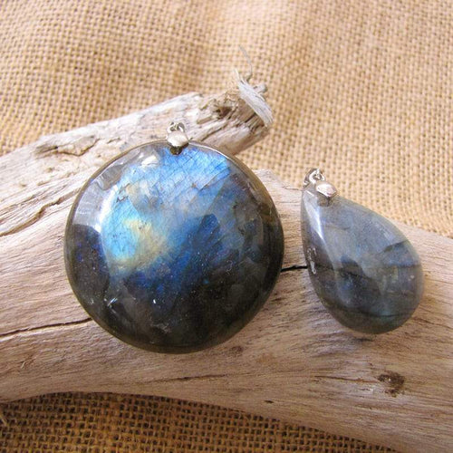 Pendentif argent Labradorite Goutte / Pendentif Rond