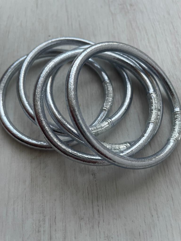 Jonc Tibétain couleur Argent  épais avec Mantra